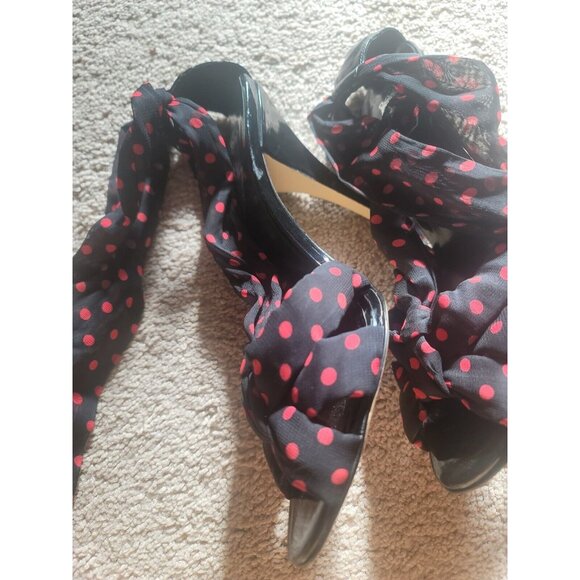Jennifer Lopez Strappy Heels. Ankle Tie. Polka Dots. 8.5 - Picture 6 of 9